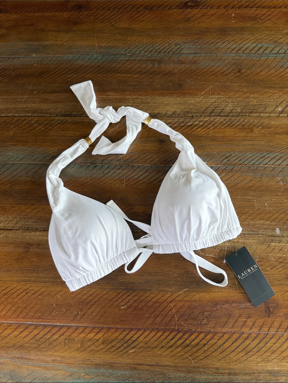 Women’s Ralph Lauren Bikini Swimsuit Top Large New With Tags NWT White